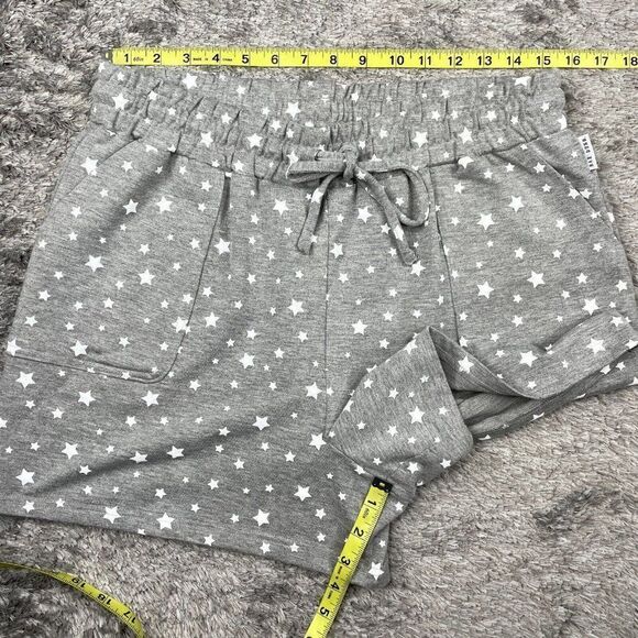 RAE DUNN Gray White Stars Pull On Lounge Shorts - Picture 6 of 7